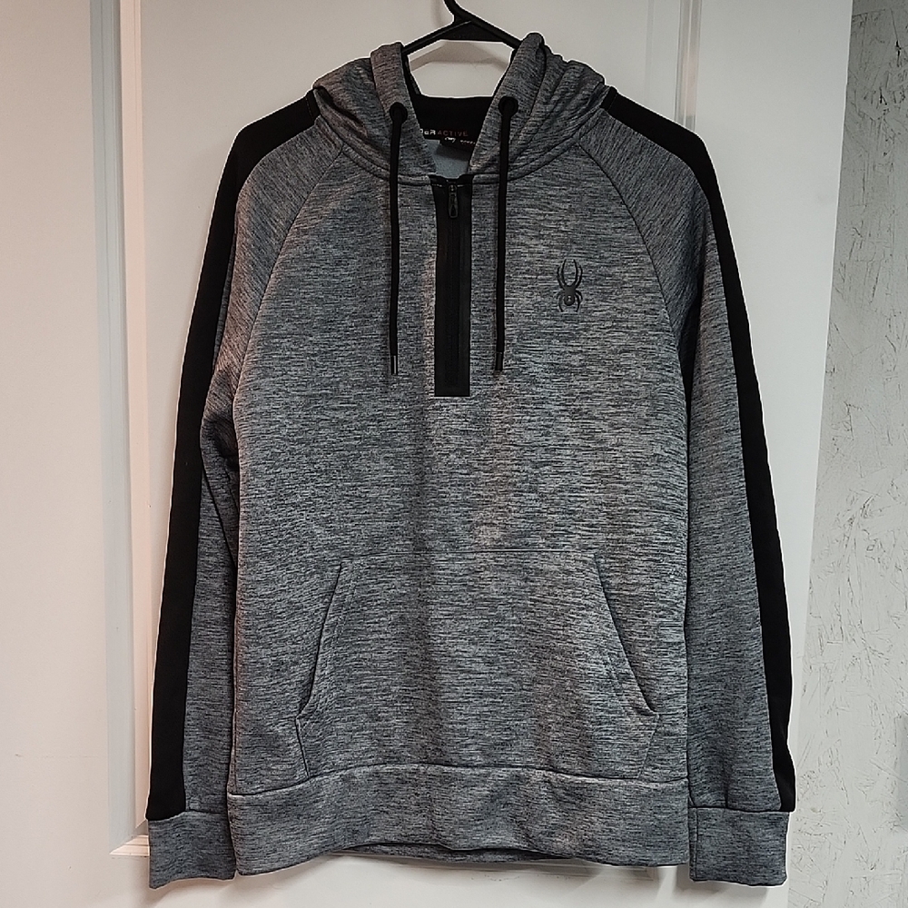 Spyder Charcoal and Black Half-Zip Hoodie